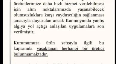 TMO, 'yasaklı üretici' uygulamasına son verdi