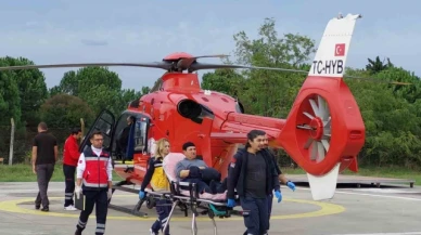 Kalp krizi geçiren vatandaş için ambulans helikopter havalandı