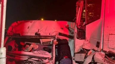 Rahatsızlanan sürücü park halindeki 3 tıra çarptı