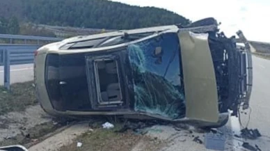 Takla atan otomobilin sürücüsü yaralandı