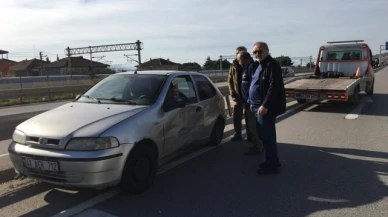 Tır ile çarpışan otomobil sürücüsü yara almadan kurtuldu