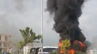 Yolcu otobüsü alev alev yandı