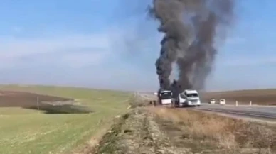 Yolcu otobüsü alevlere teslim oldu