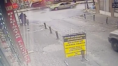 Kontrolden çıkan kamyonet parka uçtu