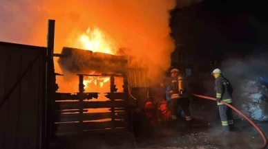 Hurdalıkta çıkan yangın 2 katlı binayı küle çevirdi