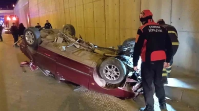 Kontrolden çıkan otomobil karşı şeritteki araca çarpıp takla attı: 1 ölü, 3 yaralı