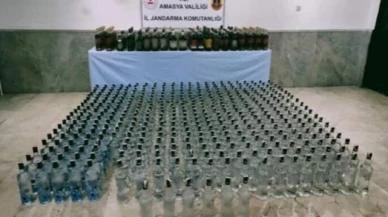 Merzifon’da 517 litre sahte içki ele geçirildi