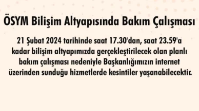 ÖSYM bilişim altyapısında çalışma