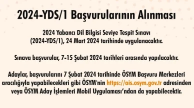 YDS/1 başvuru kılavuzu yayımlandı