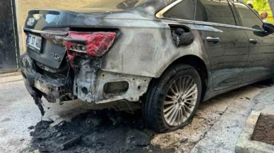 Güvenlik kamerasının kablosunu kesip aracı kundakladılar