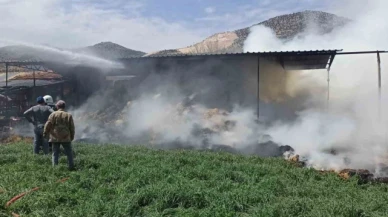 Kaynak makinesinden çıkan yangında bin saman balyası yandı: 1 yaralı