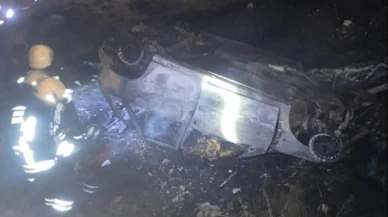 Şarampole uçan otomobil yandı: 4 ölü, 2 yaralı