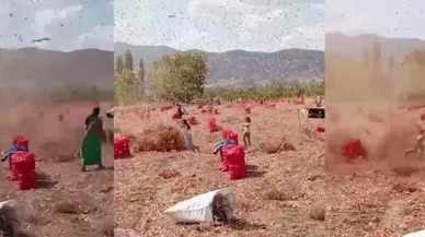 Gümüşhacıköy'de iki çocuk hortumun arasında kaldı
