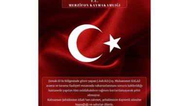 Karaaslan’dan, Şehit Muhammet Kalaz için başsağlığı mesajı!
