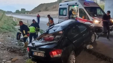 Amasya'da otomobil takla attı: 3 yaralı