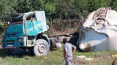 Sulama tankeri şarampole yuvarlandı: 1 ağır yaralı