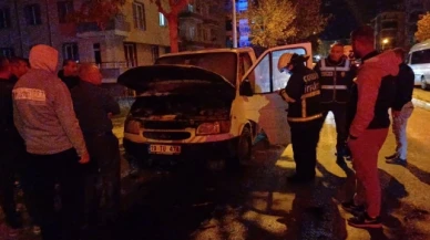 Park halindeki kamyonet alev aldı