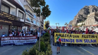 "Soykırıma İsyan Filistin'e Destek" yürüyüşü düzenlendi