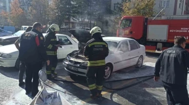 Otomobildeki yangın büyümeden söndürüldü