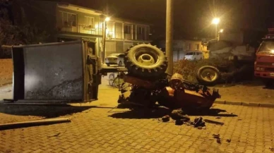 Traktör devrildi, sürücü ölümden döndü