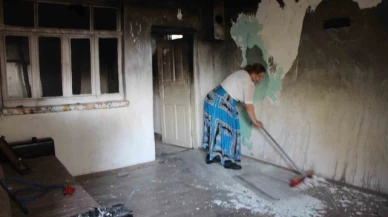Yangında bütün eşyaları yanan 3 çocuk annesi kadın yardım bekliyor