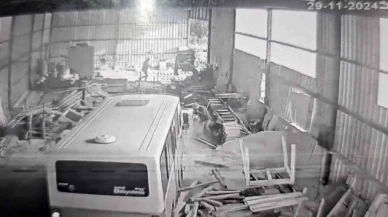 28 yaşındaki genç babasının çalıştığı atölyeye minibüsle daldı
