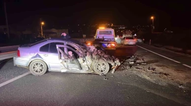 D100'de kamyona çarpışan otomobilin sürücüsü yaralandı
