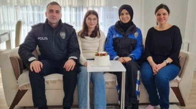 Merzifon'da şehit kızına polis ekiplerinden doğum günü sürprizi