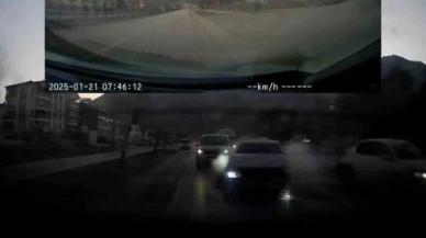 Yaya geçidindeki kaza araç kamerasında