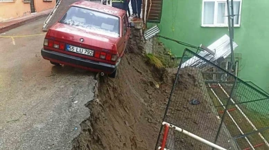 İstinat duvarı çöktü, sokak trafiğe kapatıldı