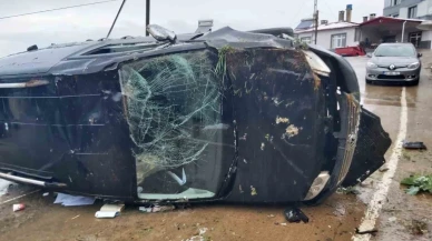 Takla atan otomobilin sürücüsü yaralandı