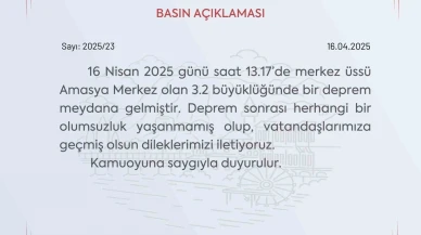 Amasya Valiliği’nden 3.2 depremle ilgili açıklama: "Bir olumsuzluk yok"