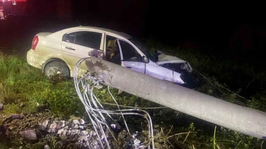 Otomobil elektrik direğine çarptı: 1 yaralı