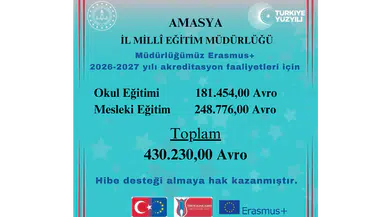 Amasya MEM’e 430 Bin Avro Müjde