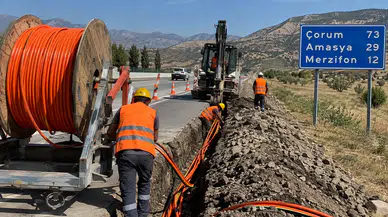 Çorum-Amasya-Merzifon Yolunda Fiber Optik Çalışması