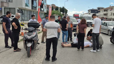 Fren Yapınca Devrildi! Motosiklet Sürücüsü Yaralandı