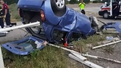 Merzifon'da otomobil takla attı: 4 yaralı