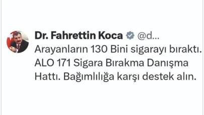 130 bin kişi sigarayı bıraktı!