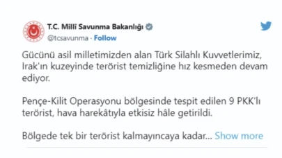 9 terörist hava harekatıyla etkisiz hale getirildi