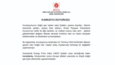 Doğal Gaz Tarifesinde Değişiklik Yapılmadı