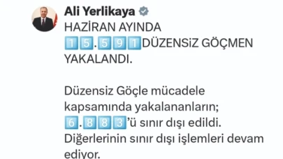 HAZİRAN AYINDA 15 BİN 591 DÜZENSİZ GÖÇMEN YAKALANDI