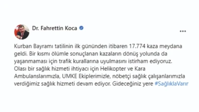 Tatilin ilk gününden itibaren Ülke genelinde 17 bin 774 trafik kazası meydana geldi