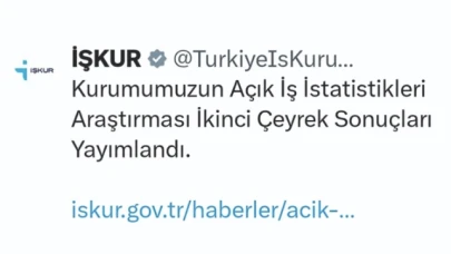 Türkiye İş Kurumu tarafından Açık İş İstatistikleri Araştırması İkinci Çeyrek Sonuçları Yayımlandı