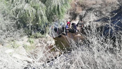 Devrilen otomobilin sürücüsü yaralandı