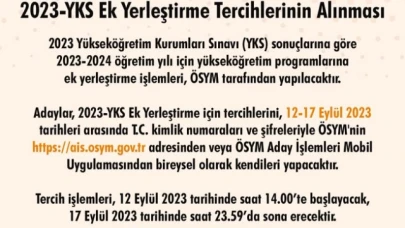 2023-YKS Ek yerleştirme işlemleri başladı
