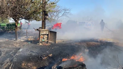 Anız yangını bahçeye sıçradı