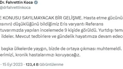 Covid-19'un yeni varyantı 'Eris' 9 kişide tespit edildi