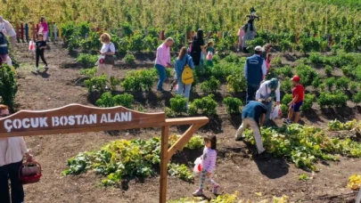 Keçiören'de kreş öğrencileri bostanda hasat yaptı