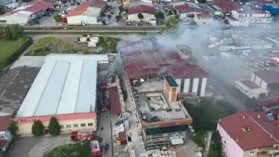 Samsun'da seramik ürünleri fabrikasında yangın