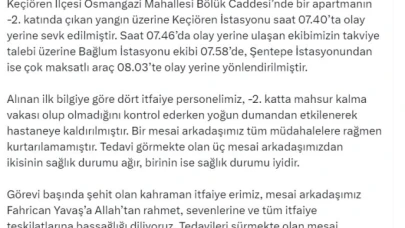 Çıkan yangında 1 itfaiye eri şehit oldu